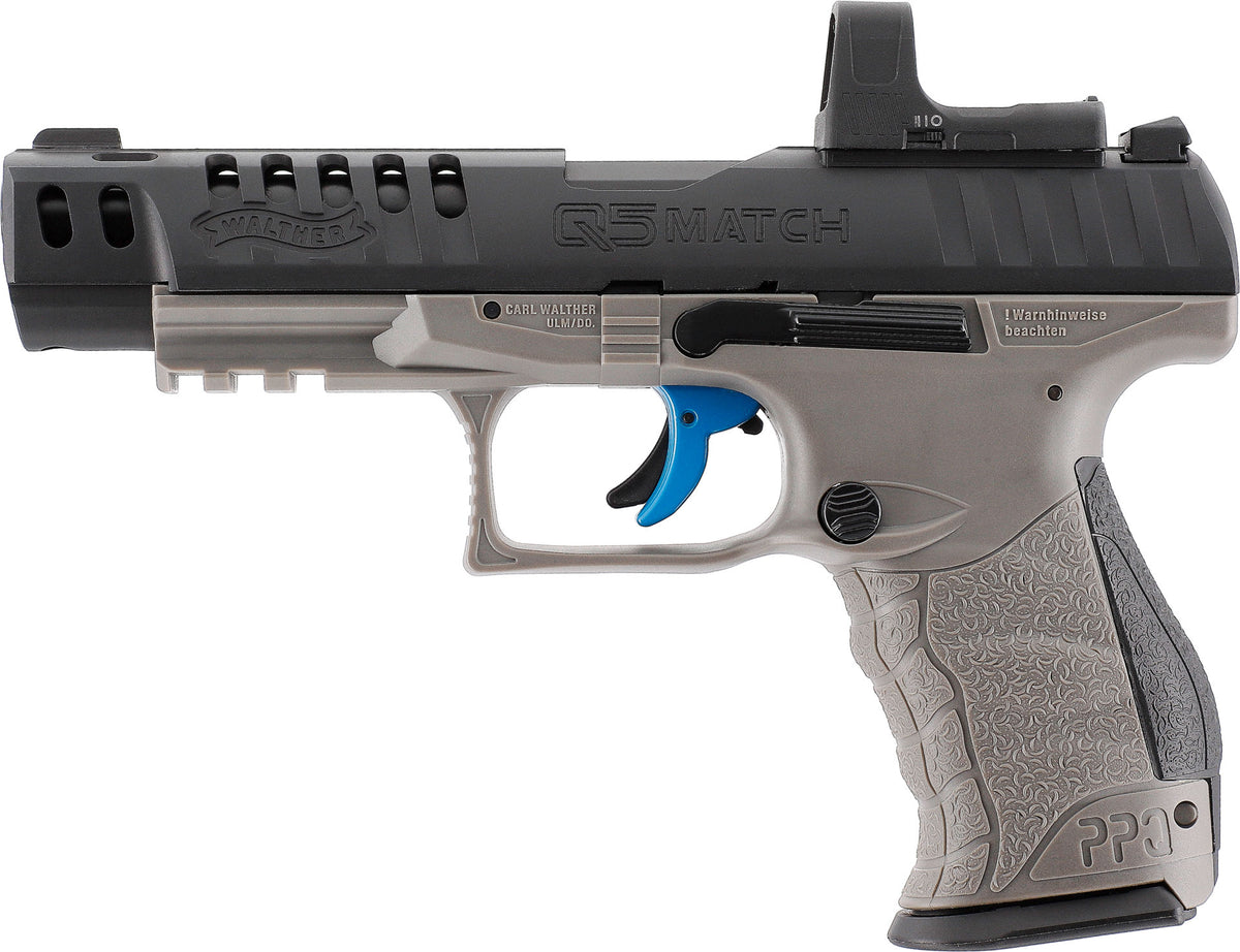 Walther Q5 Match Combo & Co2 WaltherQ5 Match Como 5" 4,5mm Pellet Tung Grey (M1225)