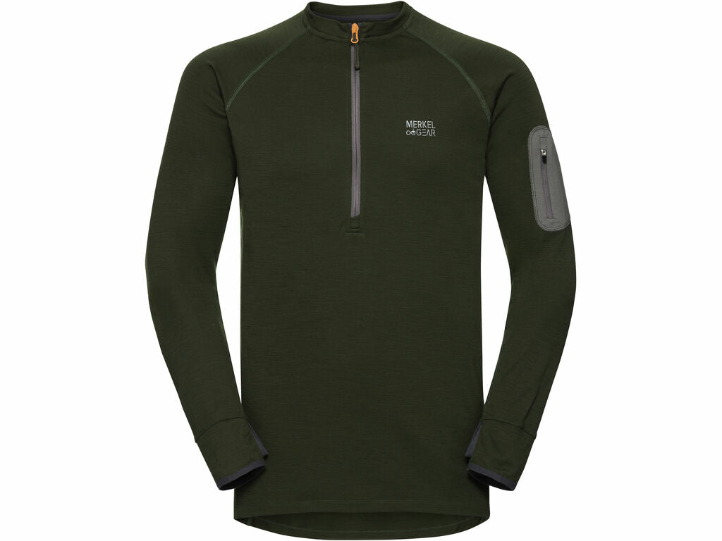 Camiseta Merino Manga Larga Crew Hombre-Olive-XXL(56/58)