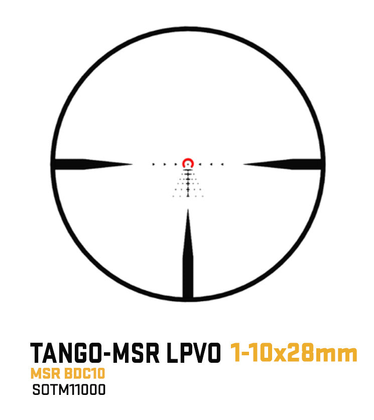 TANGO MSR SCOPE, 1-10X28MM, 34MM, SFP, ILLUMINATED MSR BDC10 RETICLE, 0.5 MOA CAPPED, BLACK W/ 1.535 MSR-MOUNT