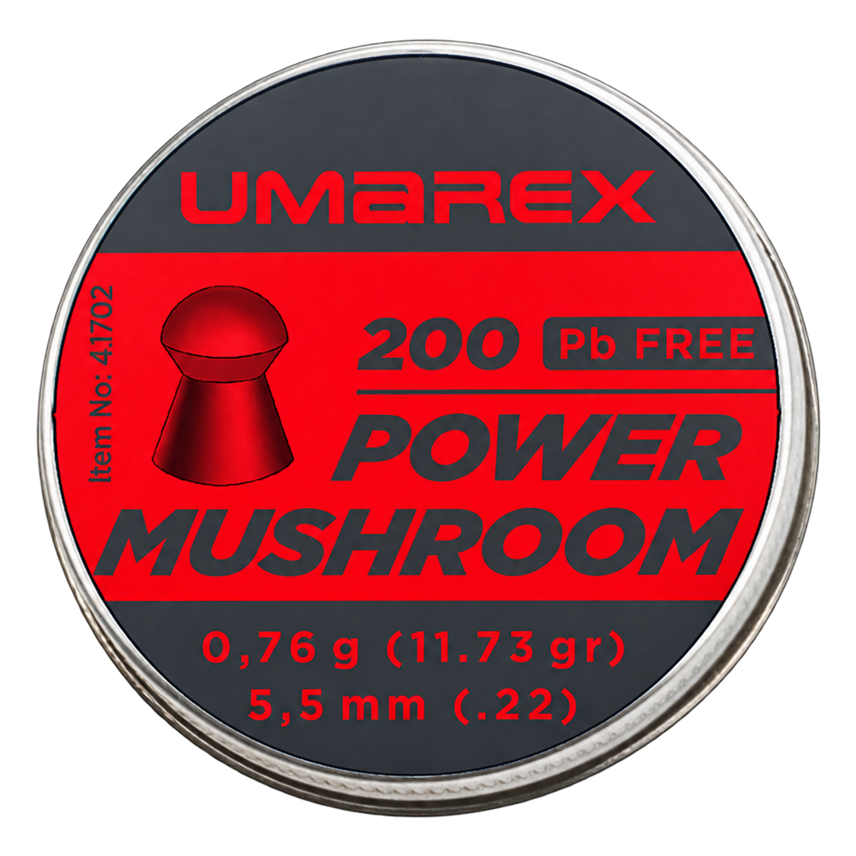 Pellets Power Mushroom Libre plomo-5,5mm-0,76-1 ud =Metálica 1x200
