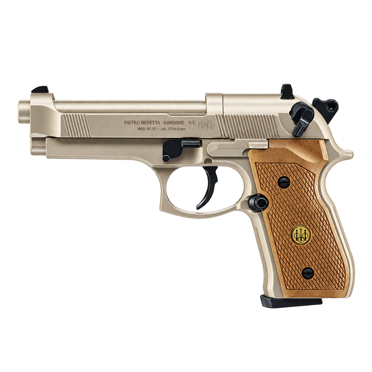 Beretta M92FS-Madera-Co2 & Co2-Beretta M92FS-4,5mm Pellet-Nickel Madera