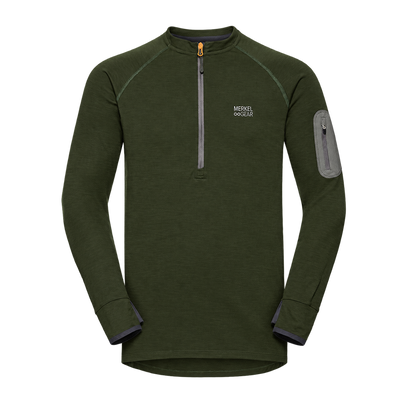 Camiseta Merino  Manga Larga Crew & Camiseta Merino  Manga Larga Crew Hombre-Olive-S(48)