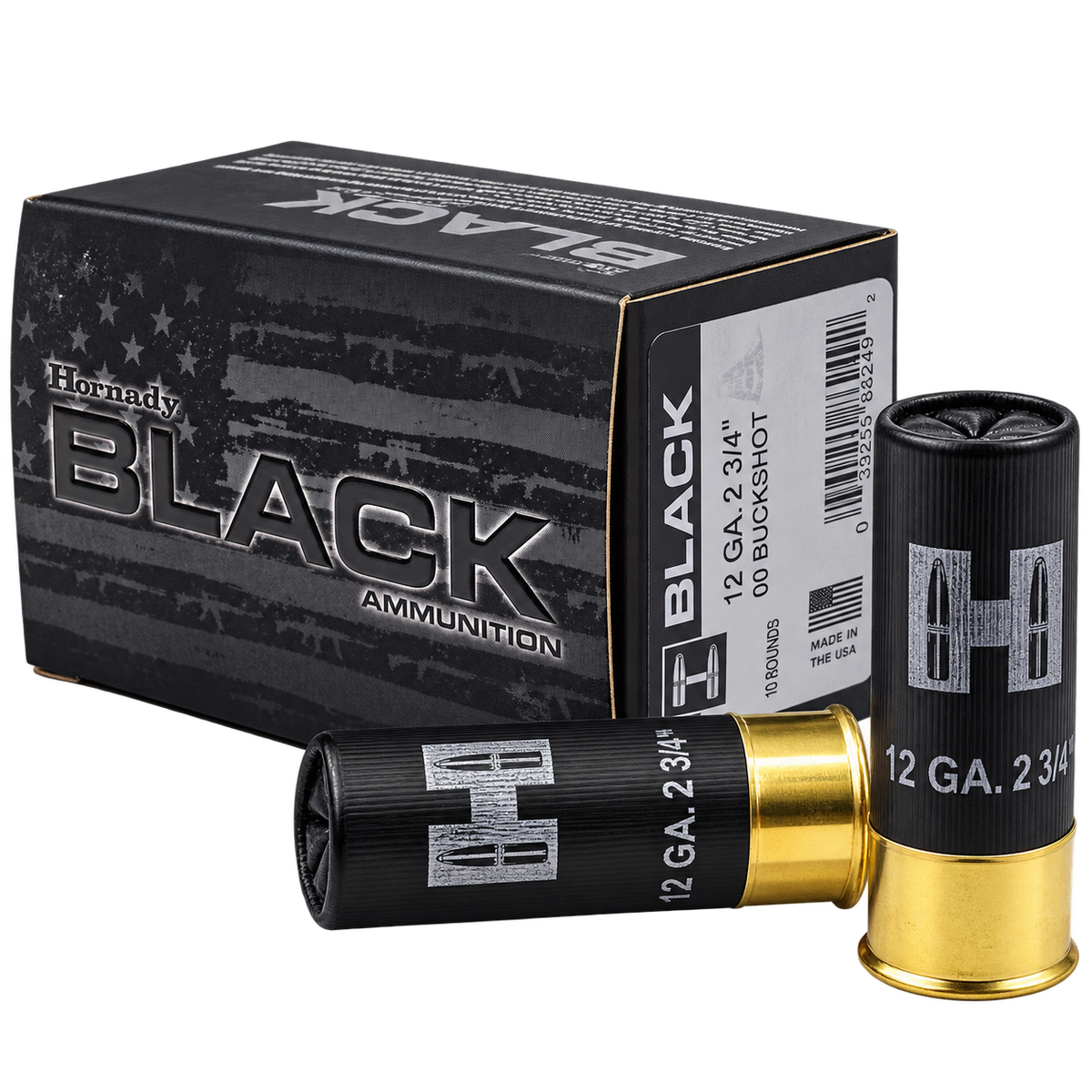 Hornady Black Postas & BLACK AMMO-12 GA 00 BUCKSHOT BLACK™- Caja 10
