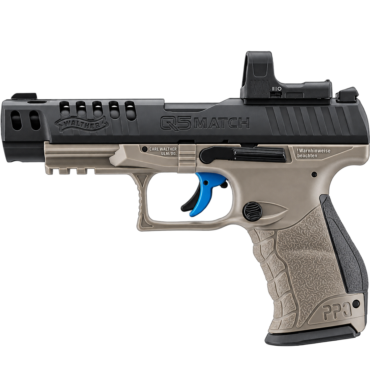 Walther Q5 Match Combo & Co2 WaltherQ5 Match Como 5" 4,5mm Pellet Tung Grey (M1225)